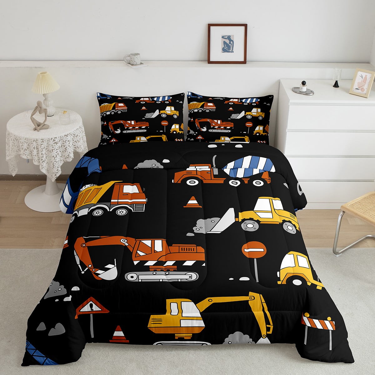 YST Excavator Bedding Comforter Sets for Boys Teens Toddler Youth