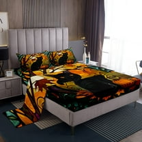 YST Exotic Black Cat Bedding Sheets Twin Pumpkin Cat Bed Sheets For Kids Boys Girls,Autumn Maple Leaf Sheet Set Bohemian Style Thanksgiving 1 Fitted Sheet 1 Flat Sheet 1 Pillow Case