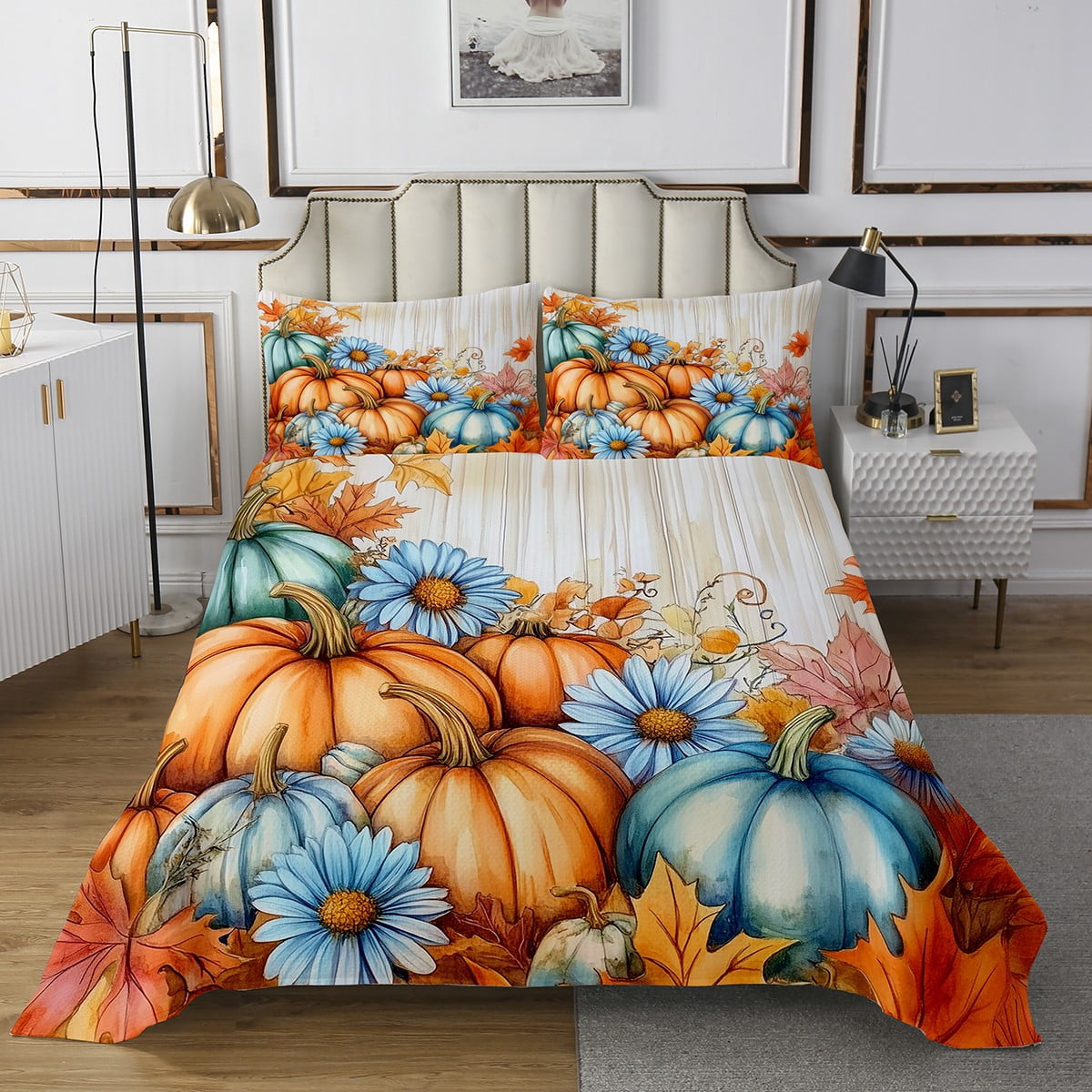 YST Fall Pumpkin Harvest Quilt Set Queen Size,Happy Thanksgiving ...
