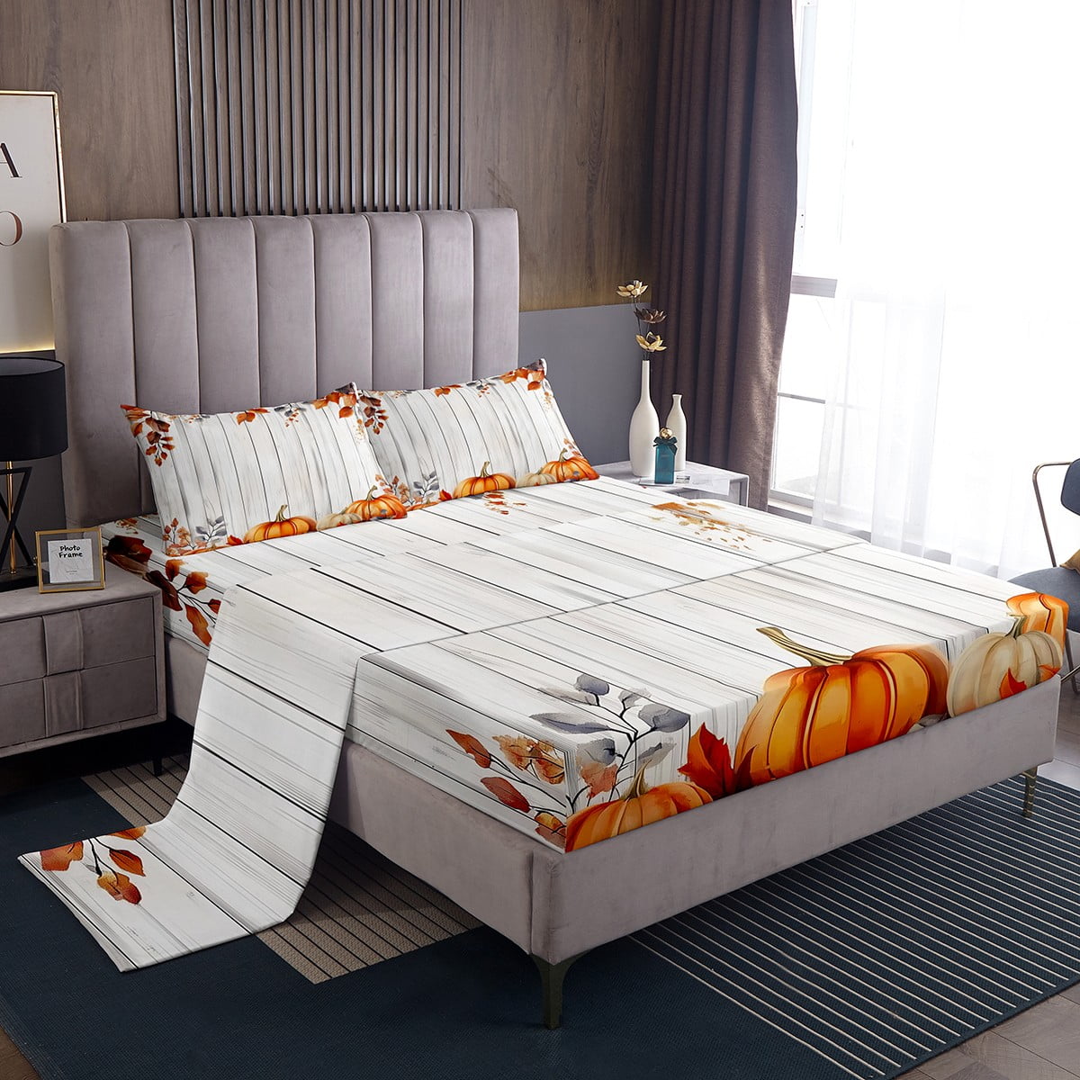 YST Fall Pumpkin Harvest Sheets, Thanksgiving Day Bed Sheets Set Full ...