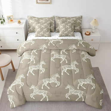 YST Farm Galloping Horse Bedding 7PCS Twin Size Comforter Sets Rustic Bedding Sets Horse Bed in a Bag,1 Comforter,1 Flat Sheet,1 Fitted Sheet,2 Pillowcases,2 Throw Pillow Covers
