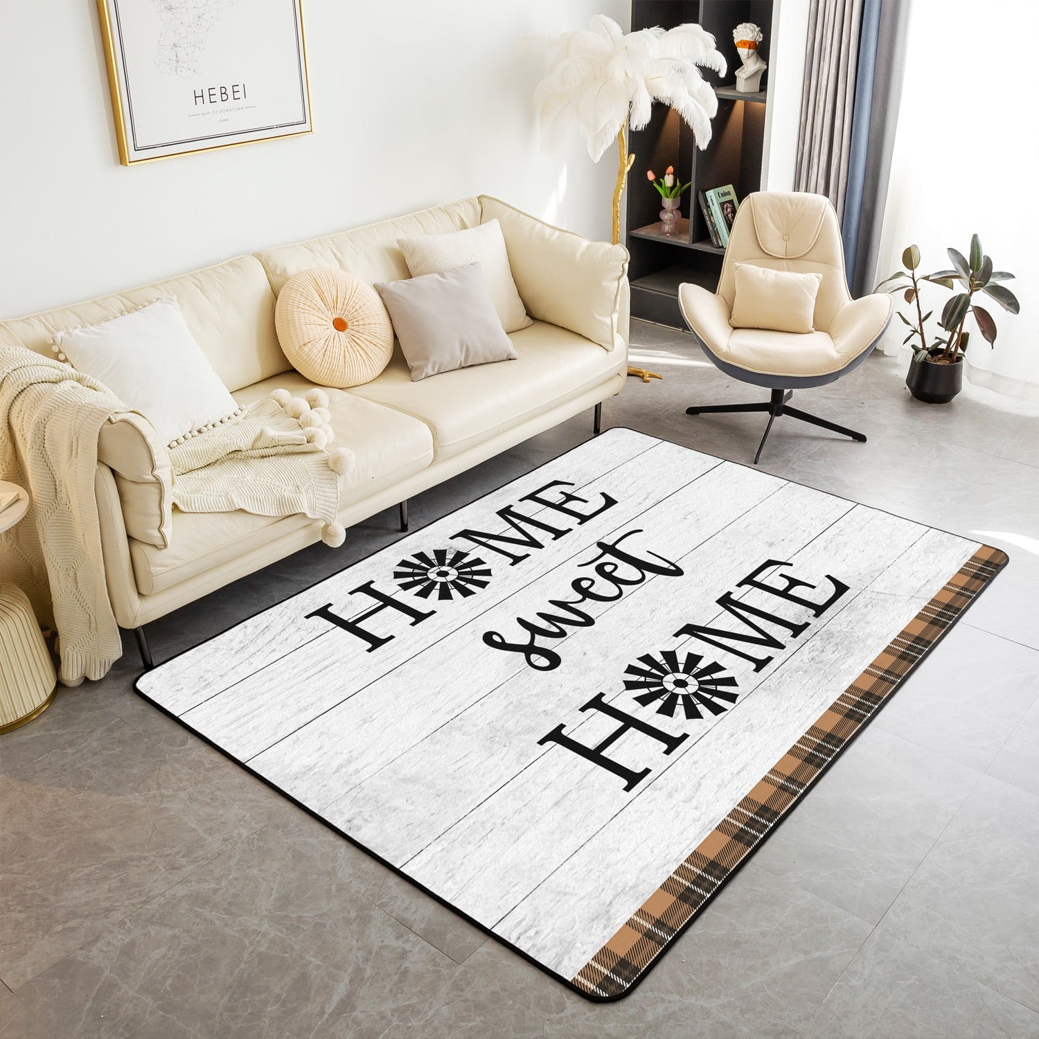 YST Farmhouse Area Rugs 5x7 for Bedside,Rustic Barn Door Wooden Carpet,Vintage Country Windmill ...