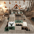 thumbnail image 1 of Farmhouse Deer Bedding Set Full Size, Retro Country Animal Comforter Set Rustic Cabin Lodge Duvet Insert Plaid Arrows Adventure Patchwork Quilt With 2 Pillow Cases, Brown Green, 1 of 5