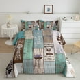 thumbnail image 1 of Erosebridal Farmhouse Rustic Comforter Set Cabin Room Decor, Teens Vintage Country Wooden Bedding Set King Size Farm Animal Barn Door Windmill Comforter Retro Lodge Decor Duvet Sets, Teal Brown, 1 of 5