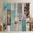 thumbnail image 1 of Erosebridal Farmhouse Rustic Curtains & Drapes Cabin Decor, Vintage Country Wooden Curtains 38"Wx45"L Teens Adult, Farm Animal Barn Door Windmill Blackout Curtains Lodge Decor, Teal Brown, 1 of 5