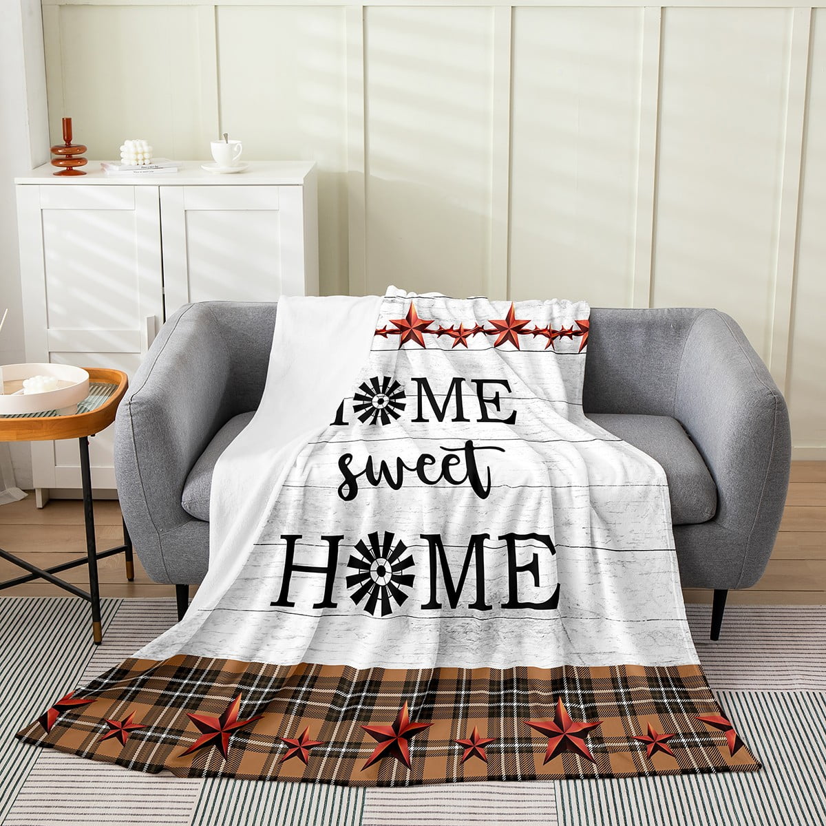 Farmhouse Throw Blanket 40x50 inch,Rustic Barn Door Wooden Fleece ... - Rustic Country Throw Blanket With Fringes