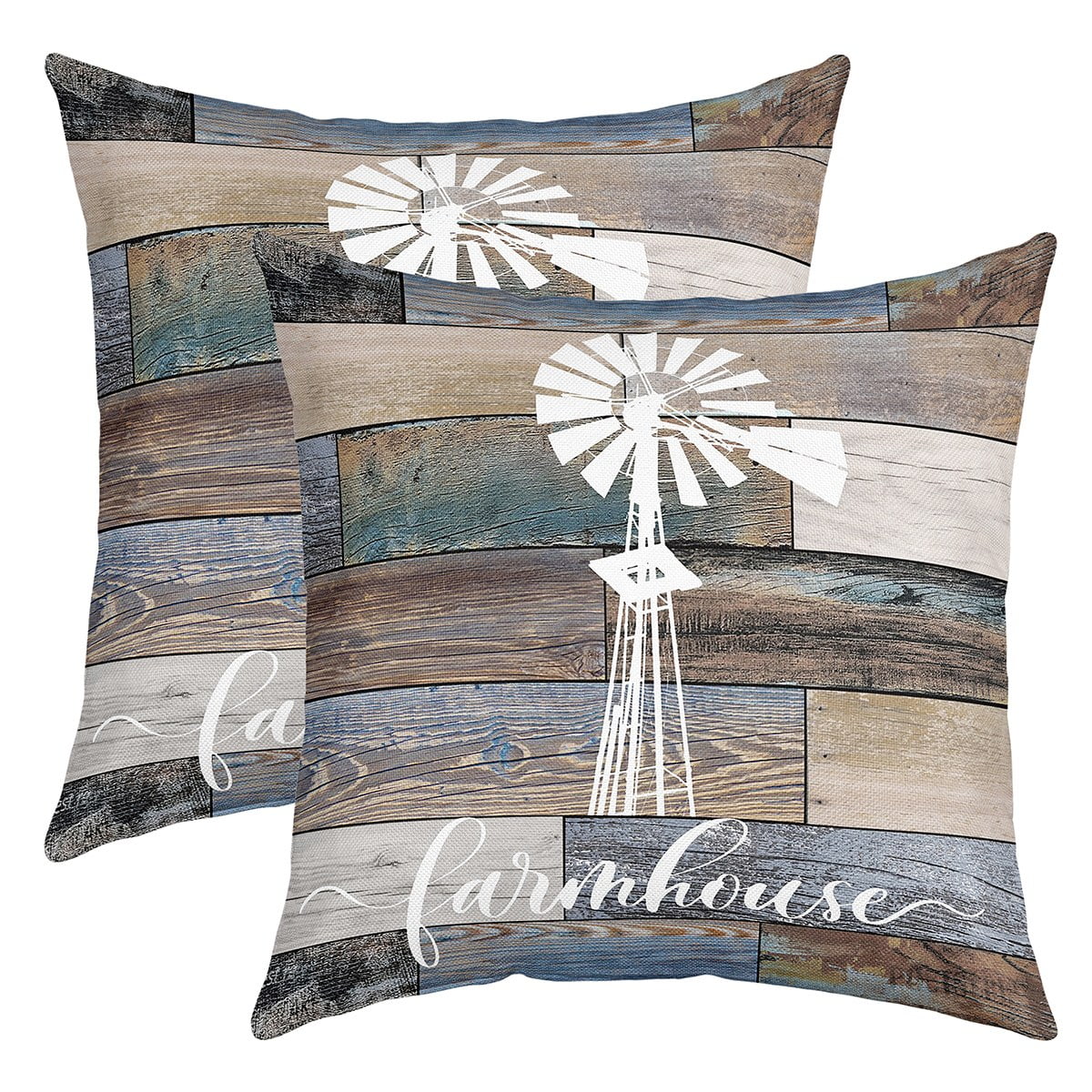 Yst Farmhouse Throw Pillow Covers 22x22 Inch Set Of 2windmill Cushion Coverswestern Country 9574