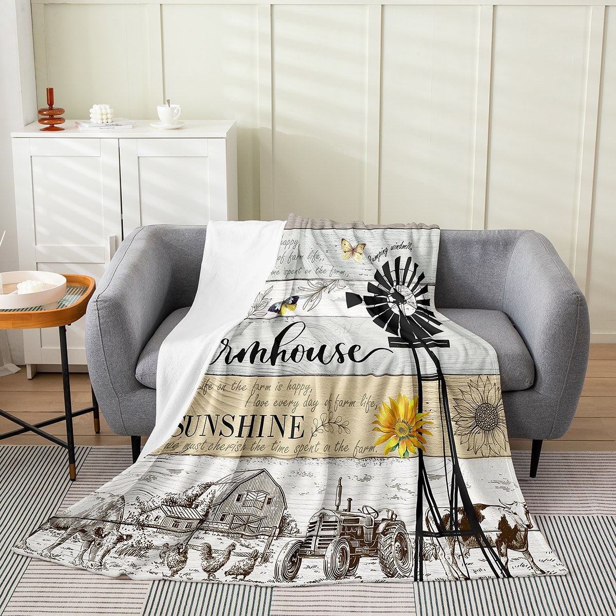 Country Cottage Farm Quilted Blanket NCU0TL233