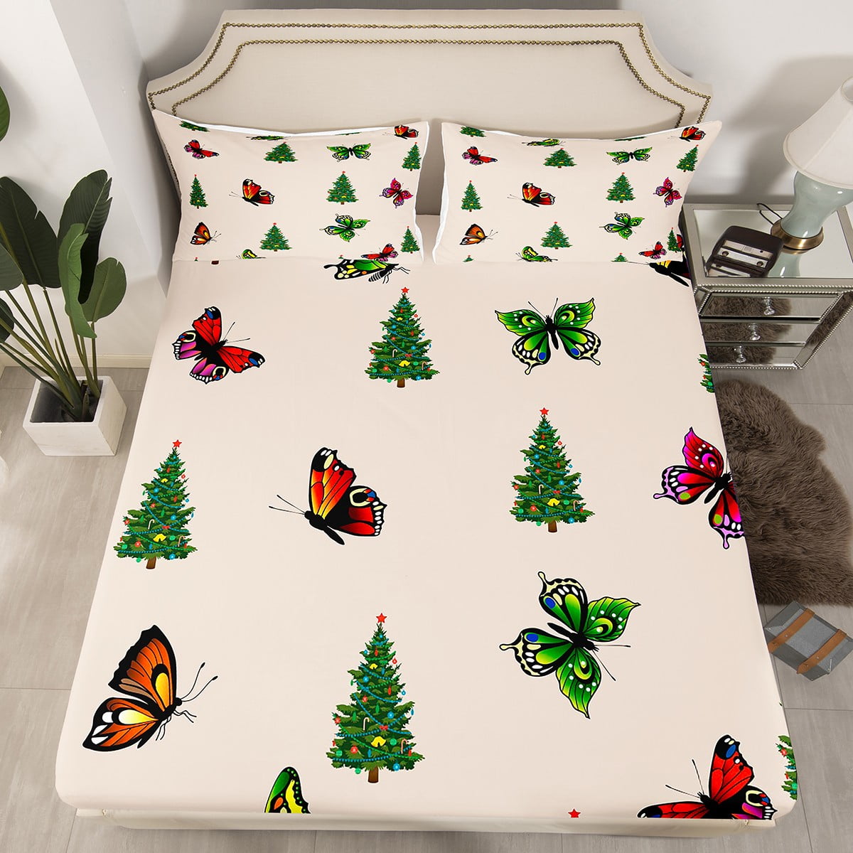 YST Festival Themed Twin Fitted Sheet for Girls Women Pink Red Green