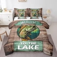 thumbnail image 1 of Fishing 7 Pieces Bed In A Bag, Lake House Comforter King, Rustic Farmhouse Camping Fitted Sheet Teen Adult, Retro Vintage Wood Flat Sheet, 2 Pillow Cases, 2 Throw Pillow Covers, 1 of 5