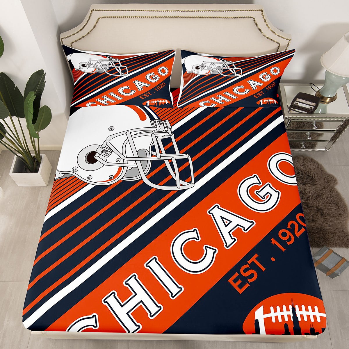 YST Football Bed Sheets Set American Football Sports Decor Sheets Twin