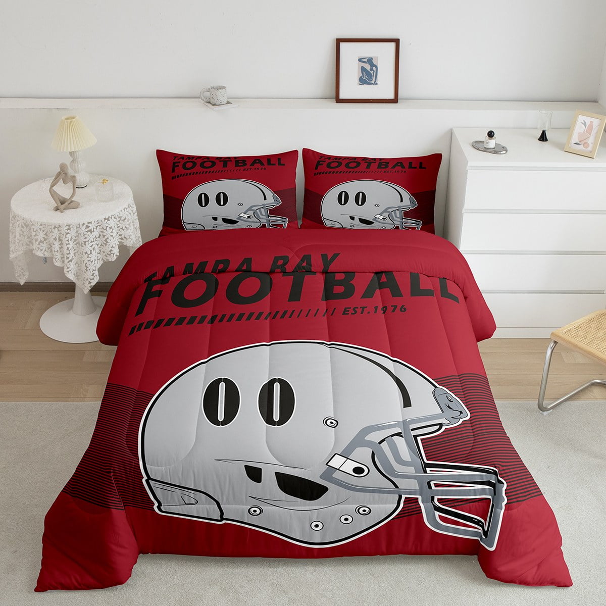 YST Football City Bedding Comforter Sets Black and Red Comforter Set