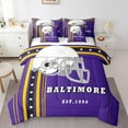 thumbnail image 1 of YST Football Comforter Set Queen Size 7-Piece American Football City Bedding with Sheets, Rugby Game Sports Style Bedding Comforters & Sets Bed-in-a-Bag, Purple Yellow Black (Baltimore), 1 of 5