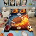 thumbnail image 1 of YST Football Comforter Set Twin Rugby Sports Bedding Set for Teen Boys Kids,Soccer Basketball Baseball Comforter Red Blue Water Fire Lightning Quilt Duvet Insert Bedroom Decor 1 Pillow Case, 1 of 6