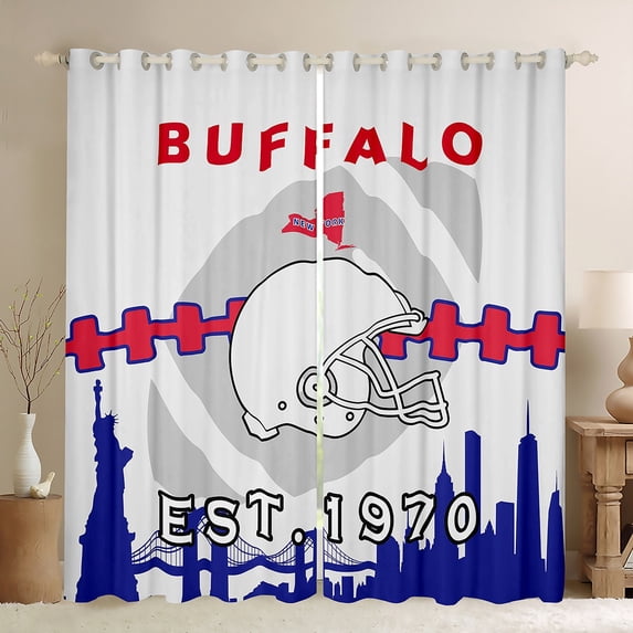 Erosebridal Football Curtains Drapes 42x90 inch,Sports Football Fans Curtains,Football Team Blackout Curtains,Sports Football Fans Window Treatments 2 Panels for Bedroom(Buffalo)