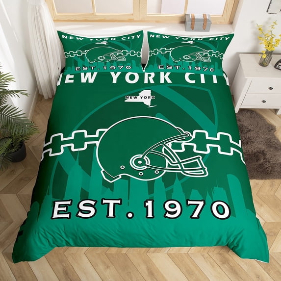 Football Duvet Cover King,American Football Bedding Set ,Rugby Comforter Cover,Football Players Bed Sets with 2 Pillow Shams Bedroom Decor(New York City)