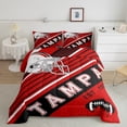 thumbnail image 1 of YST Football Fan Gifts Bedding American Football City Bedding Comforter Sets for Boys Teens Girls Sports Themed Duvet Set Red and Black Comforter Set Queen (Tampa) 1 Comforter 2 Pillowcases, 1 of 6