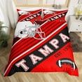 thumbnail image 1 of YST Football Fan Gifts Bedding Set American Football City Duvet Cover for Boys Teens Girls Sports Themed Bed Cover Red and Black Comforter Cover King (Tampa) 1 Bed Cover 2 Pillowcases, 1 of 6