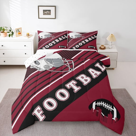 Football Game Bedding Sports Decor Twin Comforter Set Bedroom, American Football Helmet Bedding Comforter Sets Football Fans Quilt with 1 Pillow Case(Arizona)