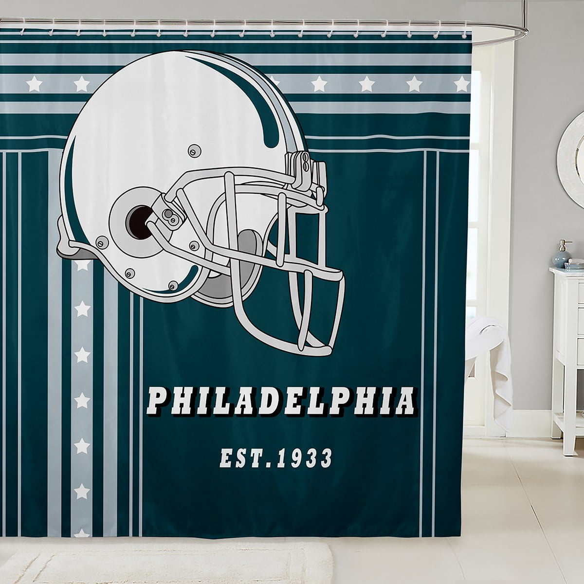 YST Football Game Shower Curtain American Football City Bathroom Shower