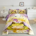 YST Frog Comforter Set,Tropical Leaves Floral Frog Comforter Twin Size