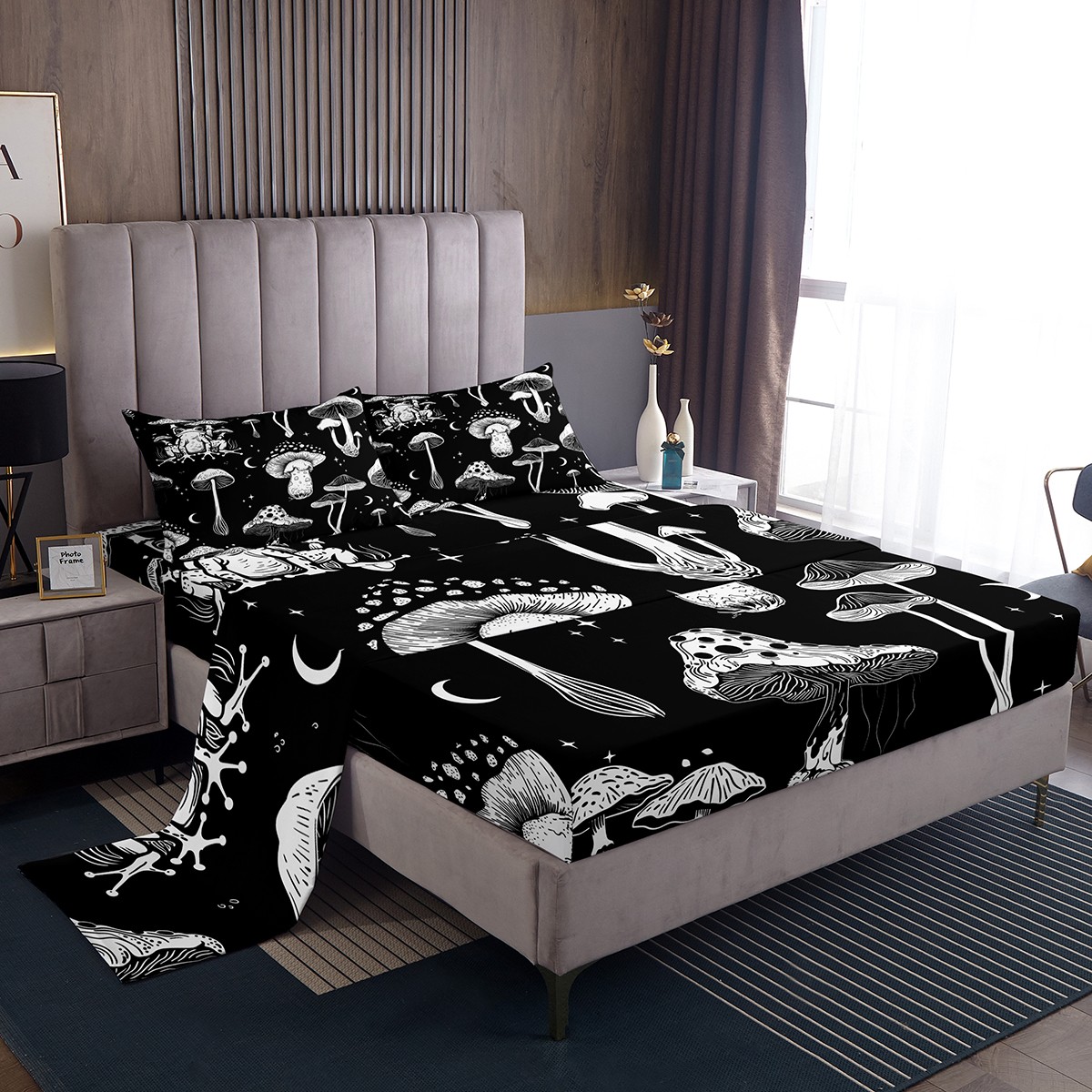 YST Frog Print Bed Sheets,Boho White Mushrooms Sheet Set for Boys Girls ...