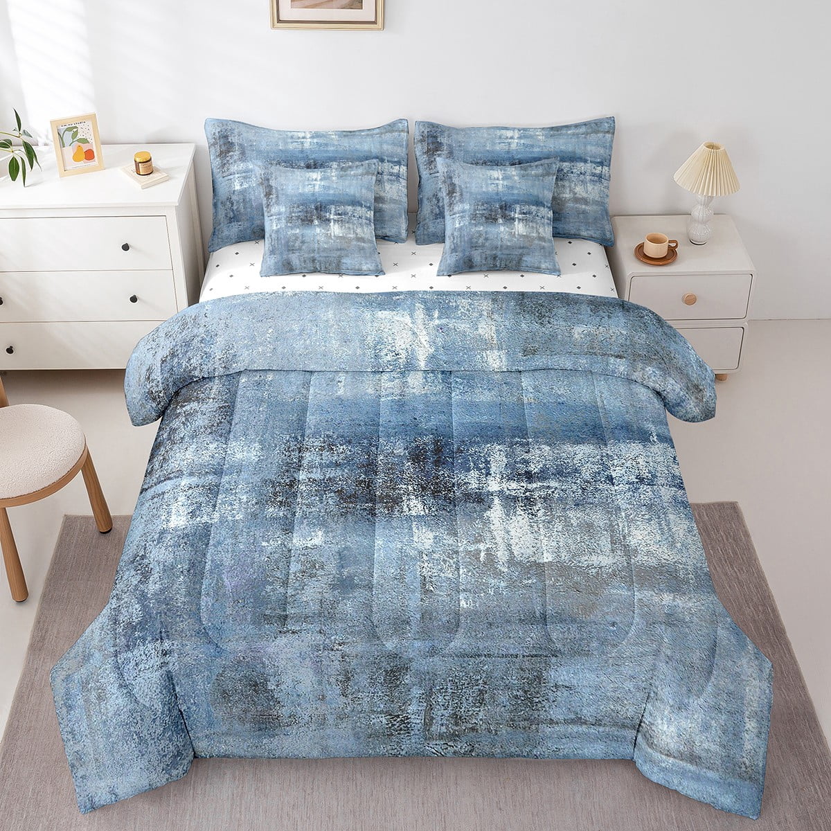Full Bed in A Bag 7 Piece,Ombre Comforter Set for Men Women,Oil ...