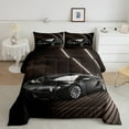thumbnail image 1 of Erosebridal Full Race Car Comforter Set, Racing Car Bedding Set Speed Sports Car Duvet Insert Teens Adult Bedroom Decor, Automobile Geometric Stripes Down Comforter, Black Brown, 1 of 5