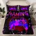 thumbnail image 1 of Full Size Gamer Fitted Sheet ,Gaming Bedding Sets Teens,Gamepad Console Gamer Bed Sheets Video Game Room Decor,Black Purple Pink Tie Dye Bed Cover, 1 of 5