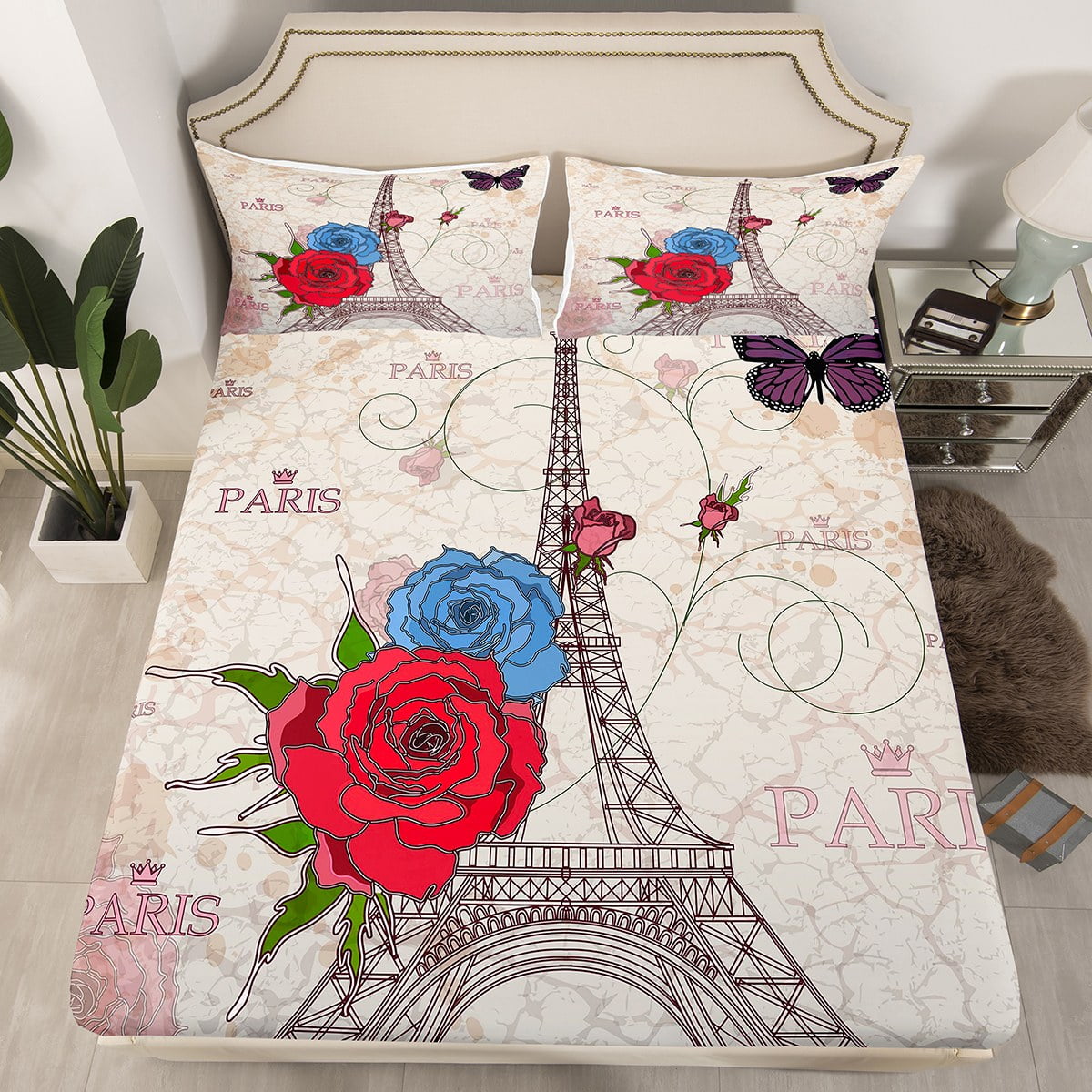 Erosebridal Full Size Paris Eiffel Tower Bedding Set Modern French ...