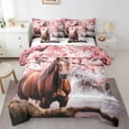 thumbnail image 1 of Full Size Horse Comforter Set 7 Piece Pink Cherry Blossom Flowers Bed in a Bag Rustic Home Decor,Wildlife Western Bedding Sets with Fitted Sheet,Flat Sheet,Pillow Cases & Covers, 1 of 5