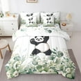 thumbnail image 1 of Funny Panda Bedding Comforter Sets 7pcs Green Eucalyptus Bed in a Bag, Woodland Animal Wildlife Twin Bedding Sets Botanical Plant Leaves Comforter Set, Cartoon Bear Bedding Sets, 1 of 6