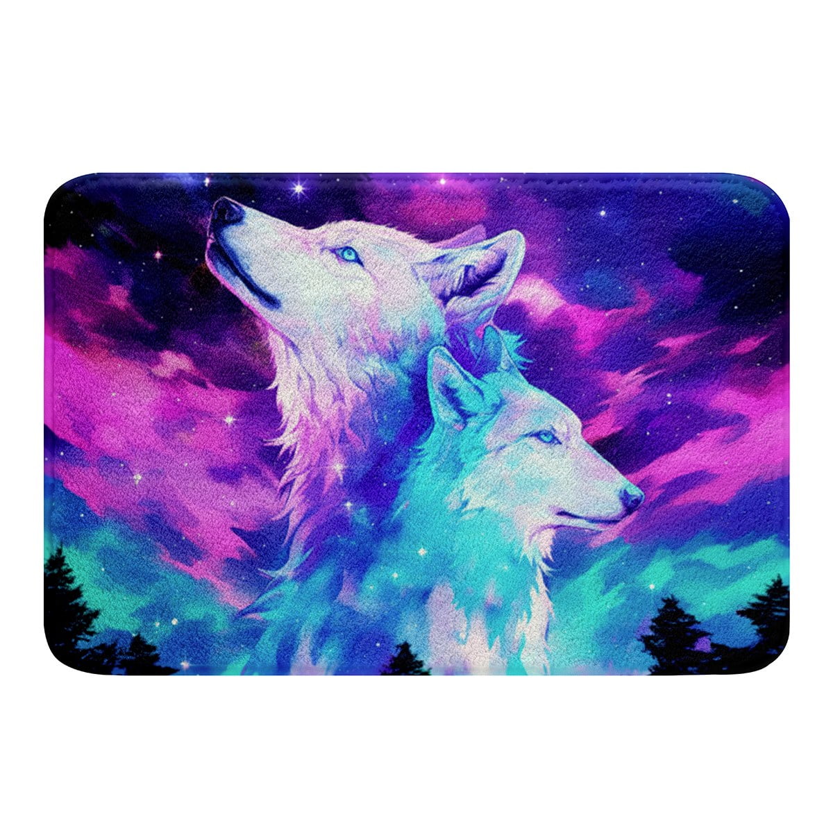 YST Galaxy Wolf Bathroom Rugs for Girls Boys Kids,Purple Teal Colorful ...