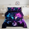 thumbnail image 1 of Erosebridal Galaxy Wolf Comforter Set Full,Pink Teal Moon Starry Sky Bedding Set Adults,Wild Safari Animals Bedding Comforter Sets Trippy Room Decor Boho Quilt Bed Set 3Pcs, 1 of 5