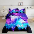 thumbnail image 1 of Galaxy Wolf Comforter Set Queen ,Purple Teal Colorful Starry Sky Bedding Set Trippy Room Decor,Safari Animal Bedding Comforter Sets Wolves Quilt Bed Set 3Pcs, 1 of 5