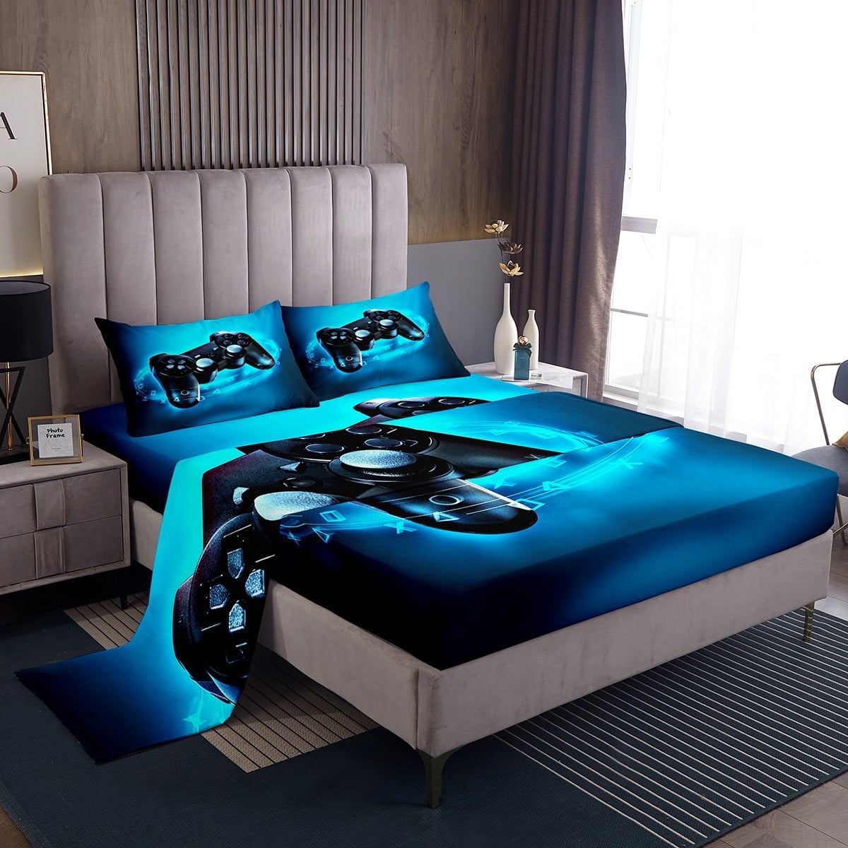 Free Shipping YST Gamer Bedding Set Queen Size For Boys Kids Bed Sheet Set Gaming Video Game Sheets Set Lightweight Breathable Men Teens Game Room Decor Sheet 1 Fitted Sheet 1