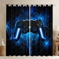 thumbnail image 1 of Gamer 30%-50% Blackout Curtains Gaming Curtains & Drapes Video Game Room Decor Gamepad Blue and Black Window Curtains,Neon Honeycomb Hexagon Geometry Window Treatments, 1 of 6