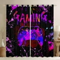 thumbnail image 1 of Gamer 30%-50% Blackout Curtains Gaming Curtains & Drapes ,Gamepad Console Gamer Window Curtains Video Game Room Decor,Black Purple Pink Tie Dye Window Treatments, 1 of 6