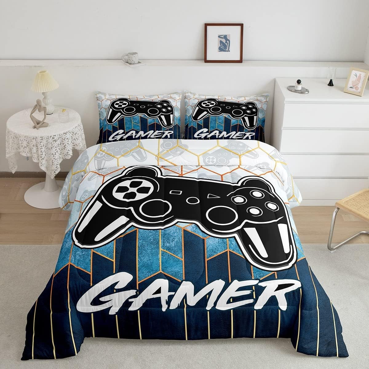 YST Gamer Comforter Set Video Game Gamepad Comforter for Kids Boys