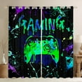 thumbnail image 1 of Erosebridal Gaming Blackout Curtains Gamer Curtains & Drapes for Gamer Living Room Decor,Video Game Console Gaming Window Curtains Green Teal Black Tie Dye Window Treatments, 1 of 6