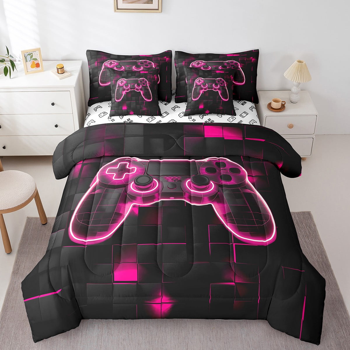 YST Gaming Comforter for Boys Teen 7 Piece Bed in A Bag Gamer Comforter