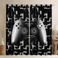 thumbnail image 1 of Gaming Curtains & Drapes Teens Bedroom Game Window Curtains Gamer 30%-50% Blackout Curtains Gamepad Room Decor Window Treatments 2 Panels 38"Wx54"L,Neon Black White Grey, 1 of 5