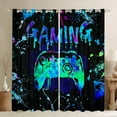 thumbnail image 1 of Gaming Curtains & Drapes Gamer 30%-50% Blackout Curtains ,Video Game Console Gaming Window Curtains Bedroom Decor,Gamepad Black Teal Blue Tie Dye Window Treatments, 1 of 6