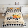thumbnail image 1 of Geometric Plaid Truck Comforter Set Twin Size,Rustic Farmhouse Bedding Sets,Fall Pumpkin Themed Quilt Halloween Style Duvet Insert Thanks Giving Day Bedspread, 1 of 6