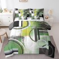 YST Geometric Swirls Comforter Set 7 Piece King,Mint Green Brown Grey
