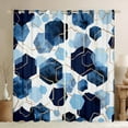 thumbnail image 1 of Geometry Hexagon Curtains Navy Blue 30%-50% Blackout Curtains, Watercolor Honeycomb Curtains & Drapes Abstract Tie Dye Bedroom Curtains, Luxury Gold Hexagon Window Treatments, 1 of 6