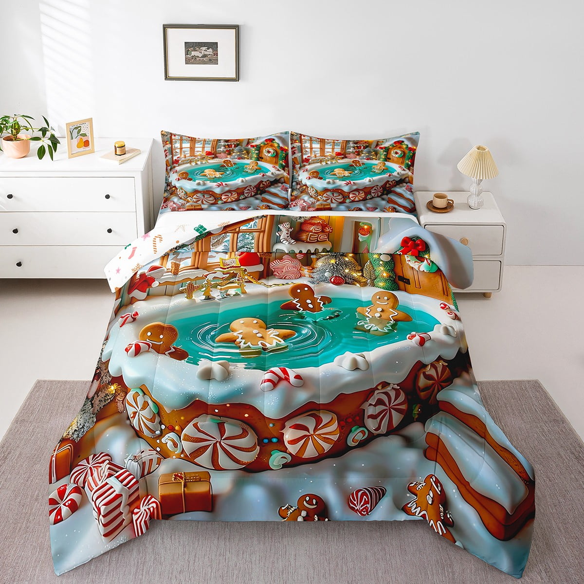 YST Gingerbread Man Full Bedding Set,Cute Colorful Candy Comforter Set ...