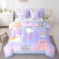 thumbnail image 1 of Erosebridal Cat Bed In A Bag 7 Piece Kawaii Cat King Bedding Set Pink Blue Purple Pastel Kitten Comforter Set Cute Animal Paw Bed Set With Sheet Set Reversible Colorful Polk Dots Stars, 1 of 5