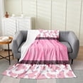 thumbnail image 1 of Cow Print Blanket Throw 50x60 Inch Teens , Lovely Cowhide Fleece Blanket White Pink Kawaii Luxury Soft Bed Blanket, 1 of 4