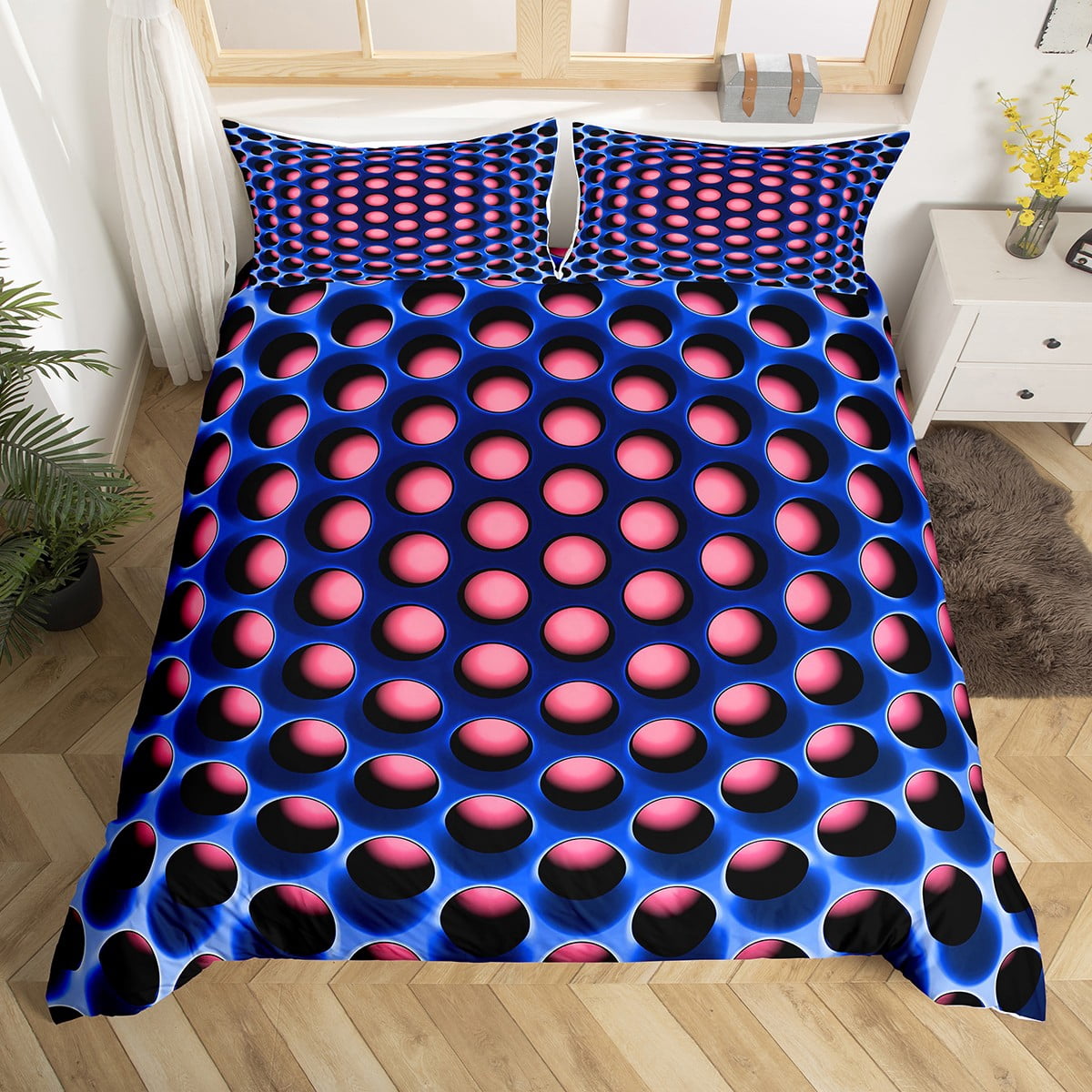 Erosebridal Duvet Cover King,Navy Blue And Pink Bedding Set Teen Women ...
